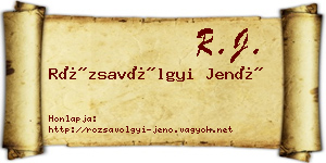 Rózsavölgyi Jenő névjegykártya